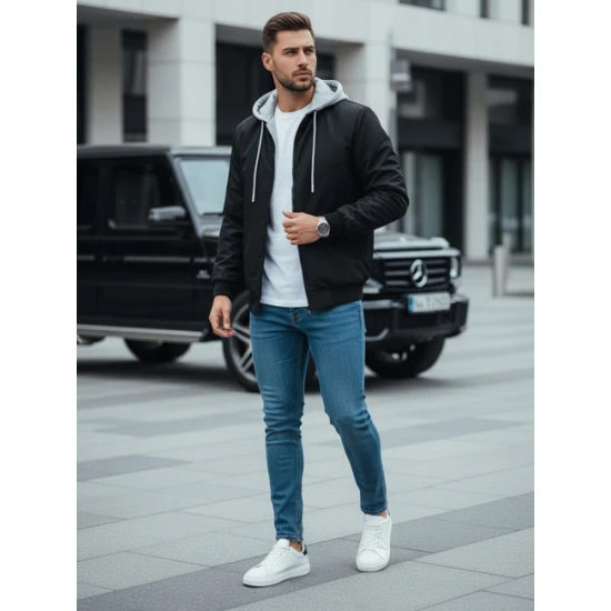 Vyriška juodos spalvos  bomber stiliaus striukė Edmin TX5021