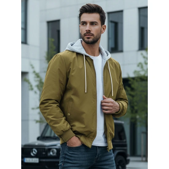 Vyriška žalios spalvos bomber stiliaus striukė Edmin TX5022