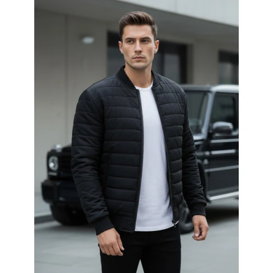 Vyriška dygsniuota juoda striukė Minti JS/MY02Z