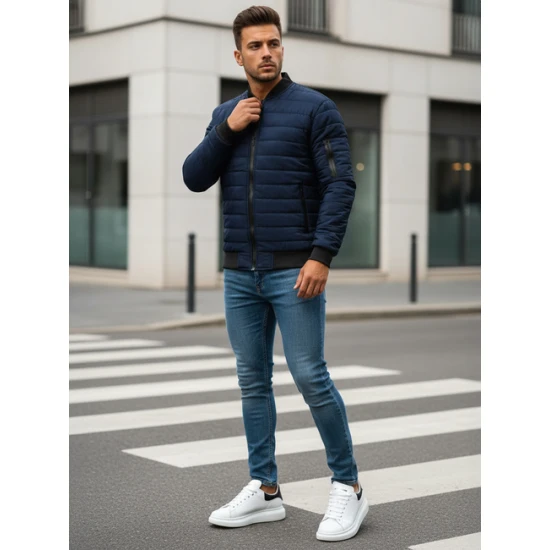 Vyriška dygsniuota tamsiai mėlyna striukė Minti JS/MY02Z