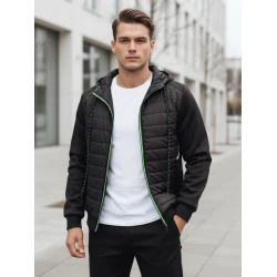 Juodos spalvos vyriška striukė su gobtuvu Bastin