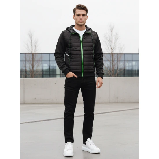 Juodos spalvos vyriška striukė su gobtuvu Bastin TX4394