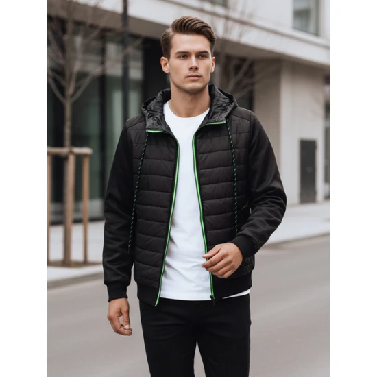 Juodos spalvos vyriška striukė su gobtuvu Bastin TX4394