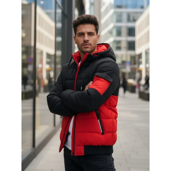 Vyriška juoda/raudona žieminė striukė Oscar