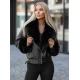 Moteriška juoda striukė su juodu kailiuku Real Striukės