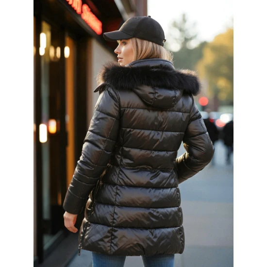 Moteriška juoda žieminė striukė Shine Moteriškos striukės