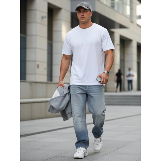 Vyriški šviesiai mėlyni džinsai Lisabon Džinsai ir Jogeriai