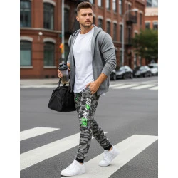 Vyriškos šviesiai pilkos kamufliažinės laisvalaikio kelnės Axel