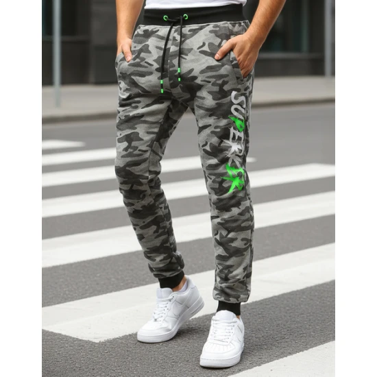 Vyriškos šviesiai pilkos kamufliažinės laisvalaikio kelnės Axel Laisvalaikio kelnės