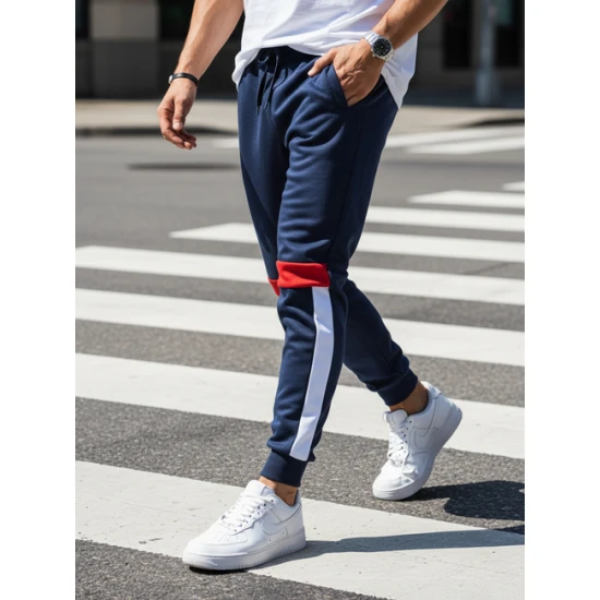 Vyriškos tamsiai mėlynos laisvalaikio kelnės Edma Laisvalaikio kelnės