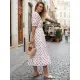 Moteriška balta suknelė su gėlių raštu Megos