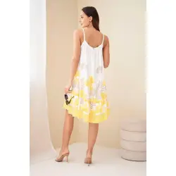 Moteriška balta/geltona raštuota suknelė Summer trip