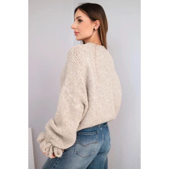 Moteriškas tamsiai rusvas megztinis Fango