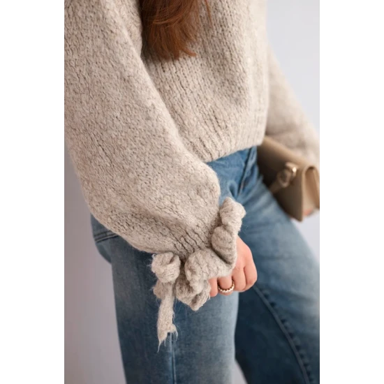 Moteriškas tamsiai rusvas megztinis Fango