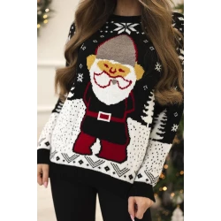 Moteriškas juodas kalėdinis megztinis Santa