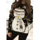 Moteriškas juodas kalėdinis megztinis Snowman