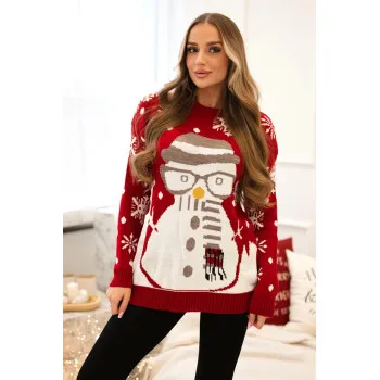 Женский красный рождественский свитер Snowman