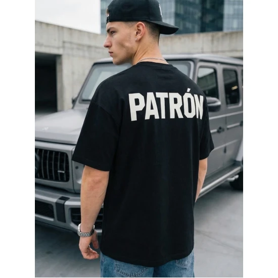 Vyriški juodi marškinėliai Patron Marškinėliai su užrašais