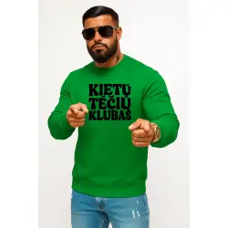 Vyriškas žalias džemperis be gobtuvo Kietų tėčių klubas (juodas)