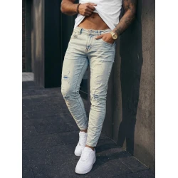 Vyriški šviesiai mėlyni džinsiai Rise