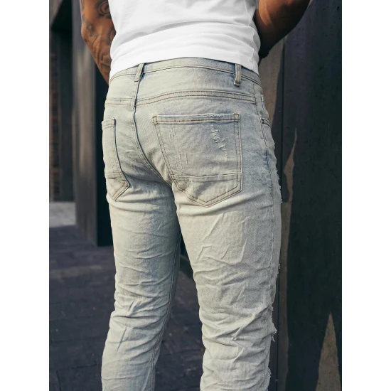 Vyriški šviesiai mėlyni džinsiai Rise