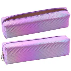 Mokyklinis holografinis violetinis rašiklių dėklas 21 x 6 cm