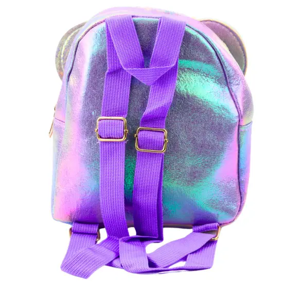 Violetinė vaikiška kuprinė su blizgučiais, pelės ausytėmis 22cm 3L Kuprinės