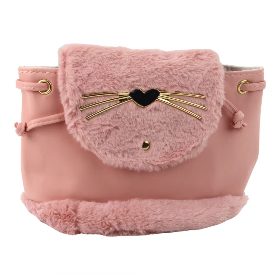 Vaikiška rožinė kuprinė su pliušinėmis ausimis, reguliuojamu diržu, 22 cm, 4 l Kuprinės