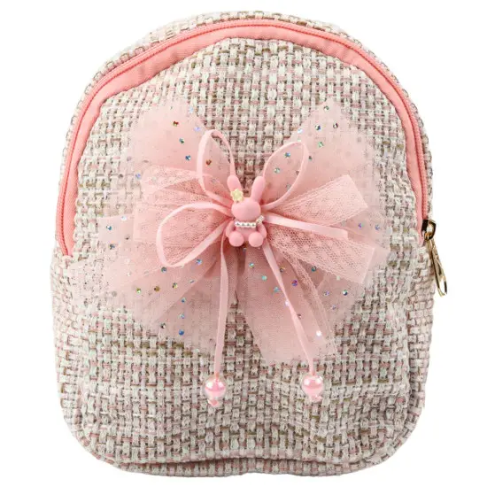 Vaikiška rožinė kuprinė su kaspinu Zuikis, 21 cm, 2 l Kuprinės