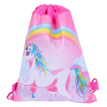 Koululaukku Rainbow Unicorn, vaaleanpunainen, 35x27 cm.