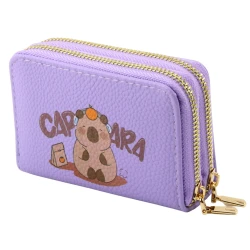 Violetinė viejų skyrių piniginė su kortelių skyreliais Kapibara12,5 x 8,5 cm