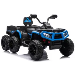 Mėlynas keturatis ATV 6 ratai su priekaba JC606 24V 4x4