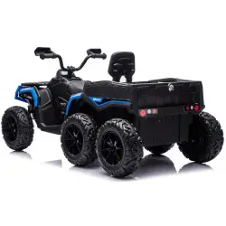 Mėlynas keturatis ATV 6 ratai su priekaba JC606 24V 4x4