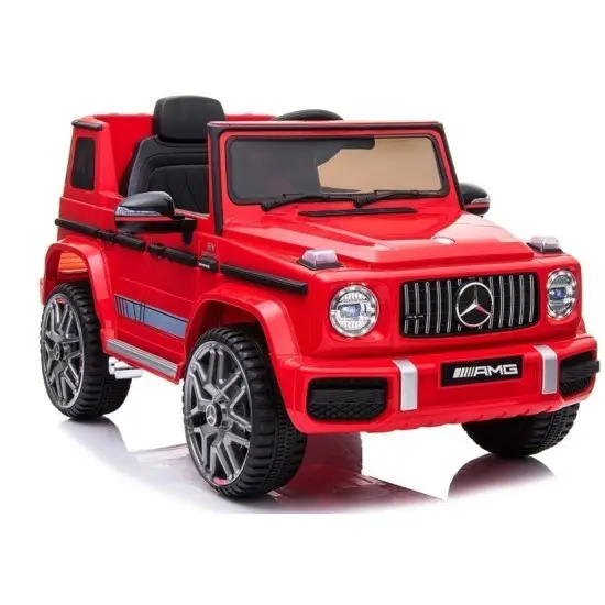 Raudonas "Mercedes G63" akumuliatoriaus visureigis Elektrinės mašinėlės vaikams