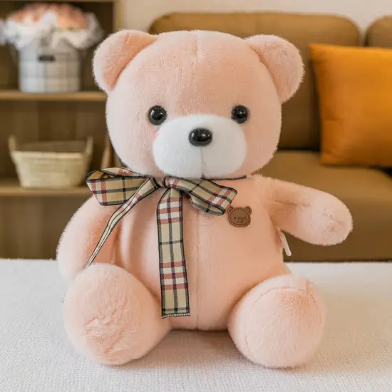 Plush Mascot Cuddly Toy Teddy Bear With Bow Cream 23cm Pliušiniai žaislai