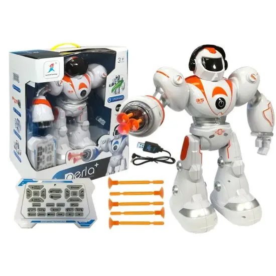 Nuotoliniu būdu valdomas R/C robotas šaudo raketas Radijo bangomis valdomi žaislai