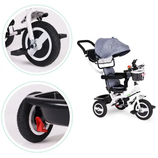Pilkas triratukas su stogeliu Dviračiai ECOTOYS