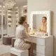 Tualetinis staliukas su veidrodžiu ir LED apšvietimu + taburetė ModernHome
