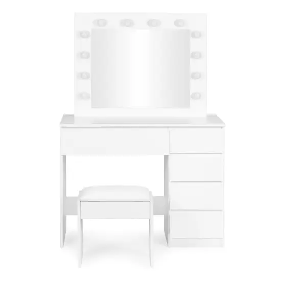 Tualetinis staliukas su veidrodžiu ir LED apšvietimu + taburetė ModernHome