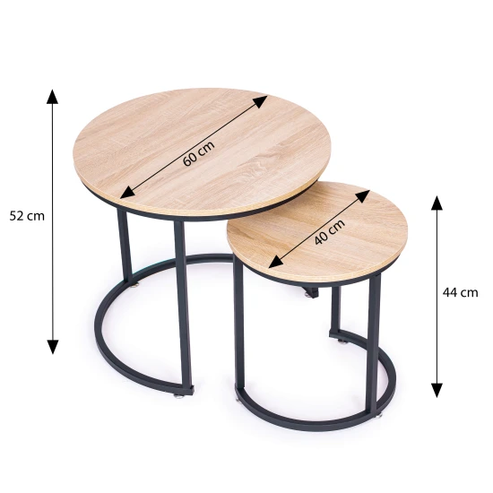 Set of 2 coffee tables round loft design ModernHome