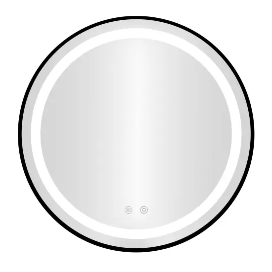 Apvalus juodas LED vonios veidrodis 80 cm su 3 šviesos spalvomis ModernHome