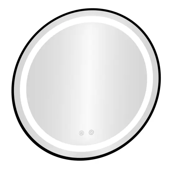 Apvalus juodas LED vonios veidrodis 80 cm su 3 šviesos spalvomis ModernHome