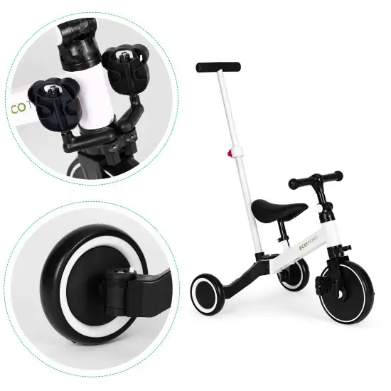 Baltas 3 ratų balansinis dviratukas 2in1 Dviračiai ECOTOYS