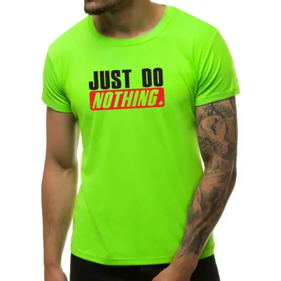 Žali neoniniai vyriški marškinėliai Just do nothing JS/712005