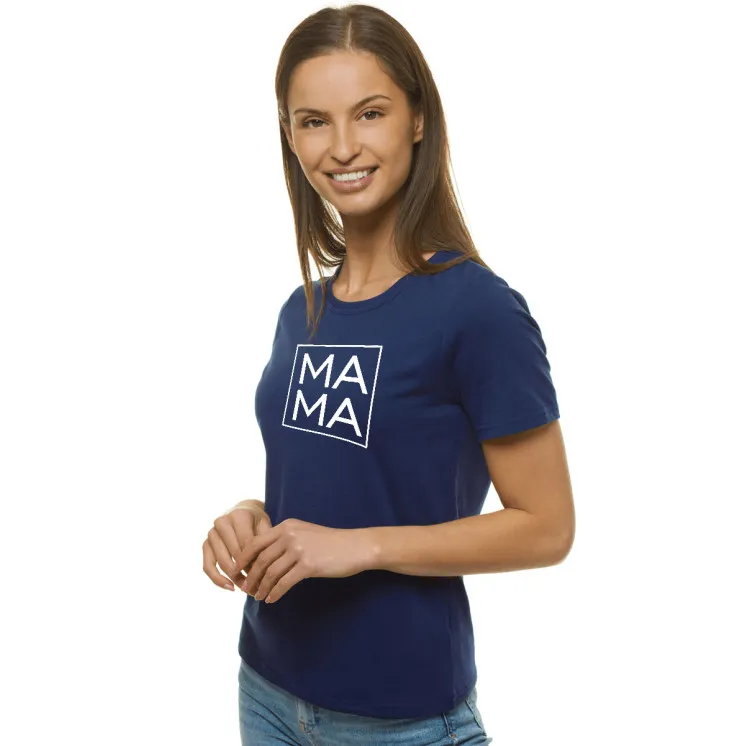 Moteriški tamsiai mėlyni marškinėliai MAMA JS/SD211
