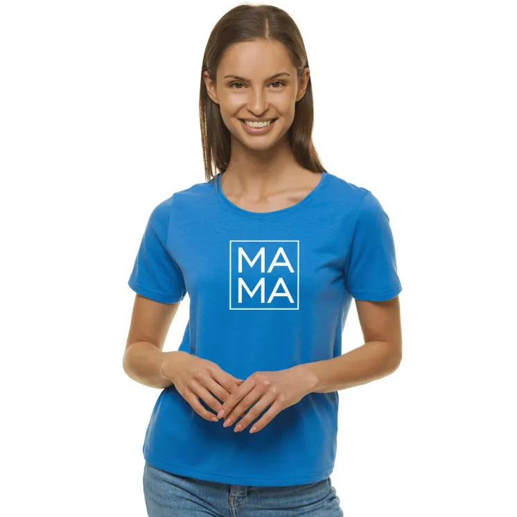 Moteriški mėlyni marškinėliai MAMA JS/SD211