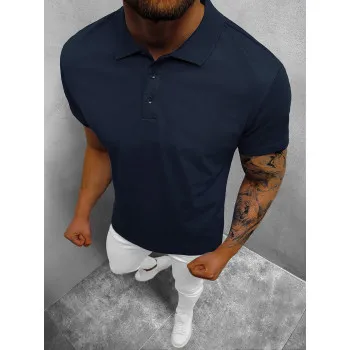 Vyriški tamsiai mėlyni polo marškinėliai Casual