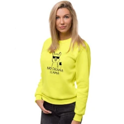 Geltonas moteriškas džemperis be gobtuvo No drama Llama