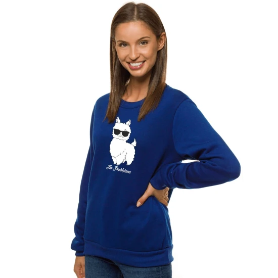 Tamsiai mėlynas moteriškas džemperis be gobtuvo No ProbLama JS/W01 Premium