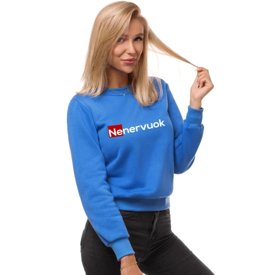 Moteriškas mėlynos spalvos džemperis Nenervuok Džemperiai be gobtuvo